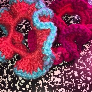 hand crocheted hair scrunchies